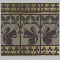 Squirrels and leaves wallpaper frieze, William Burges, about 1872, photo on vam.ac uk.jpg